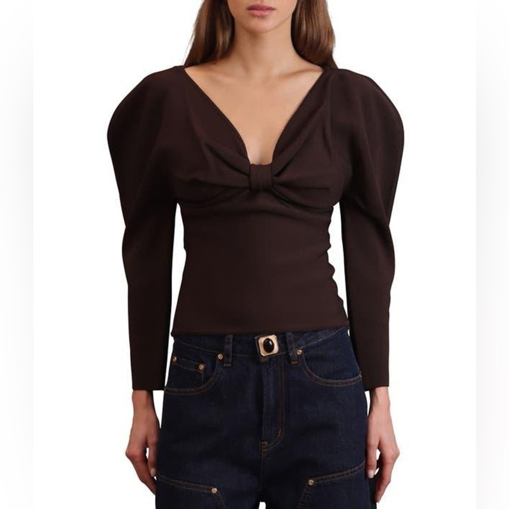 🆕 AVEC LES FILLES Knit Exaggerated Sleeves Bow Top